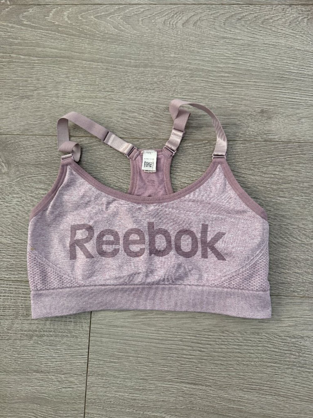 Reebok Sports Bra Womens Small Mauve Purple Logo Racerback Workout